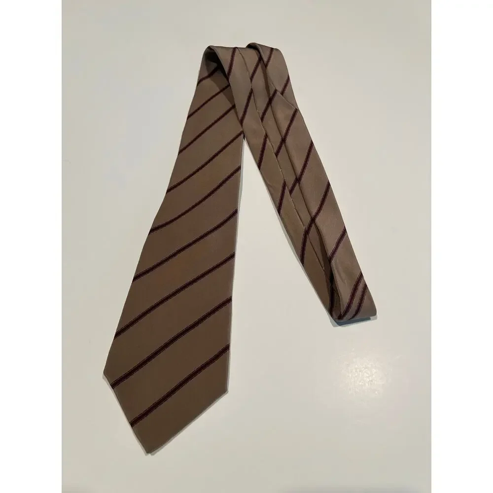 Vintage Vitaliano Pancaldi Men's Silk Bespoke Necktie Brown Maroon Stripes JL
